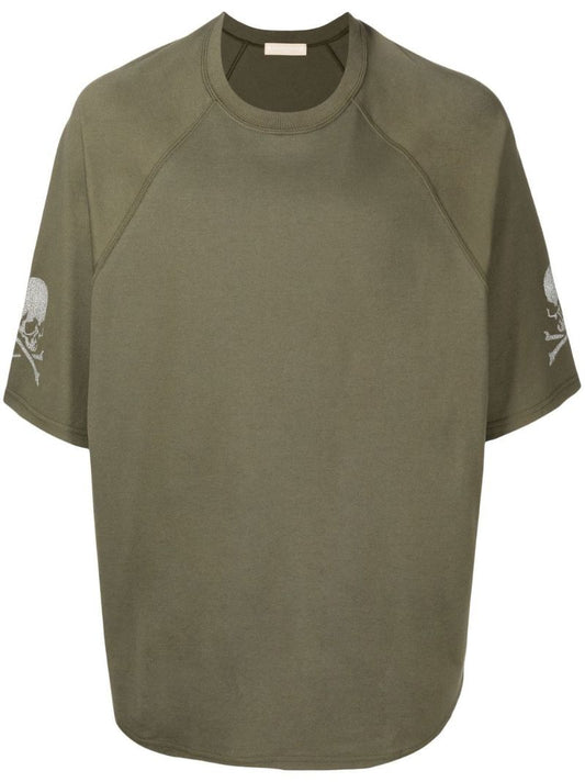Green Skull Print Cotton T-shirt