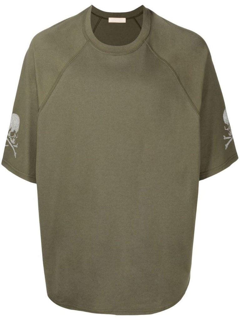 Green Skull Print Cotton T-shirt