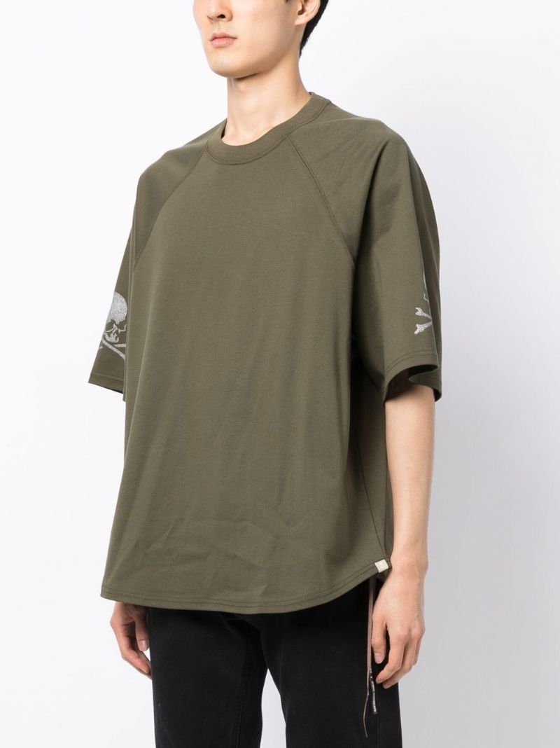 Green Skull Print Cotton T-shirt