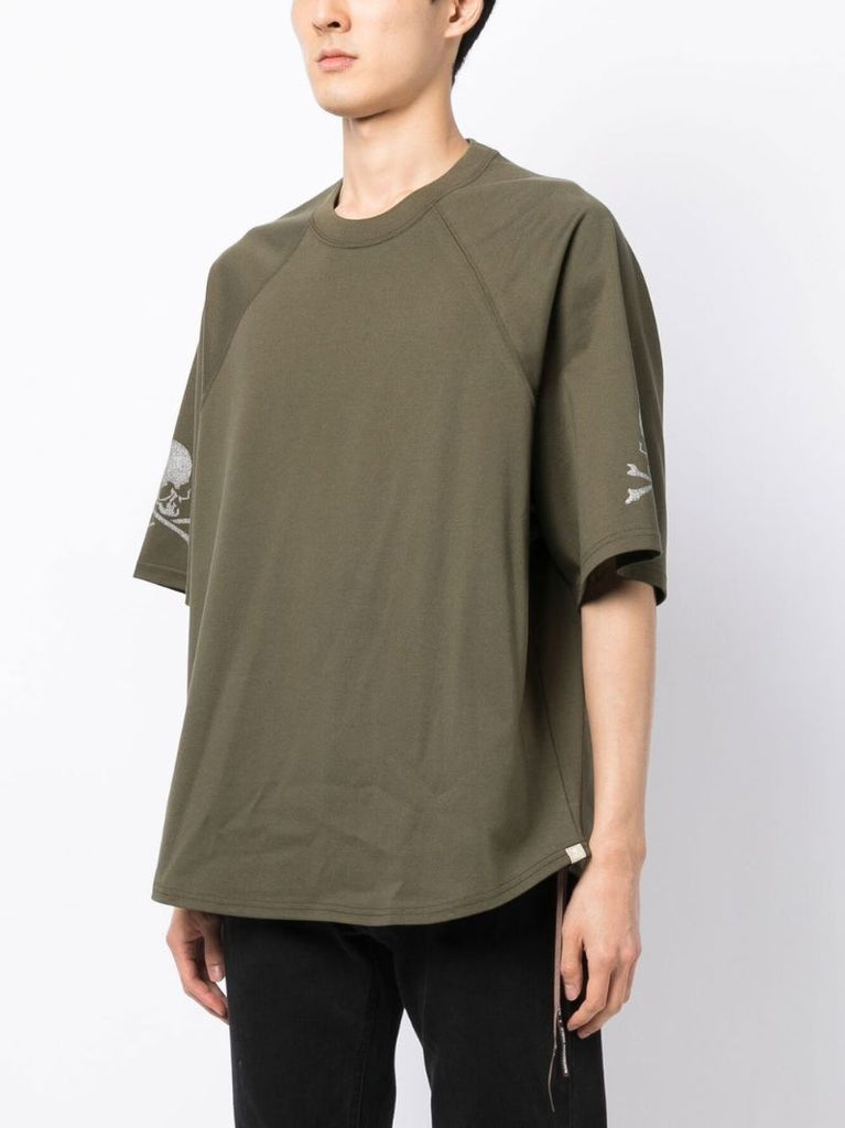 Green Skull Print Cotton T-shirt