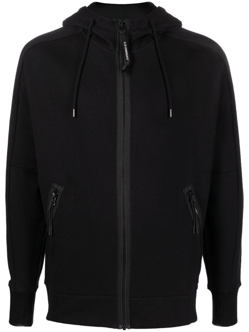 Black Zip-up Cotton Hoodie