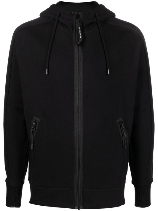 Black Zip-up Cotton Hoodie