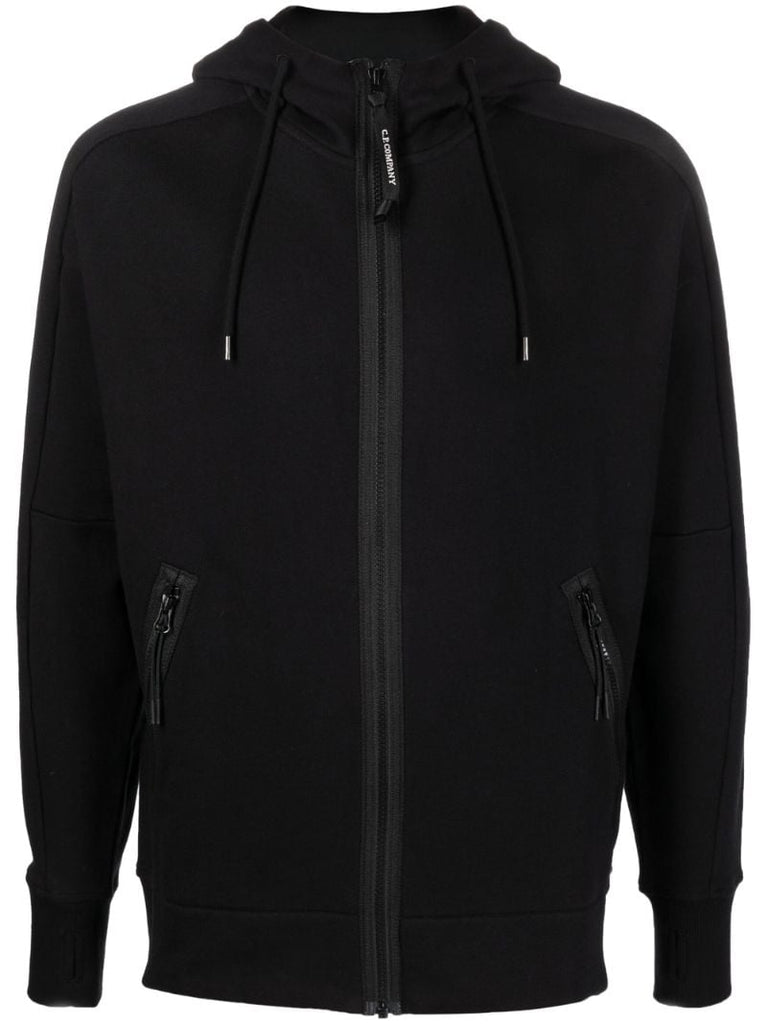 Black Zip-up Cotton Hoodie
