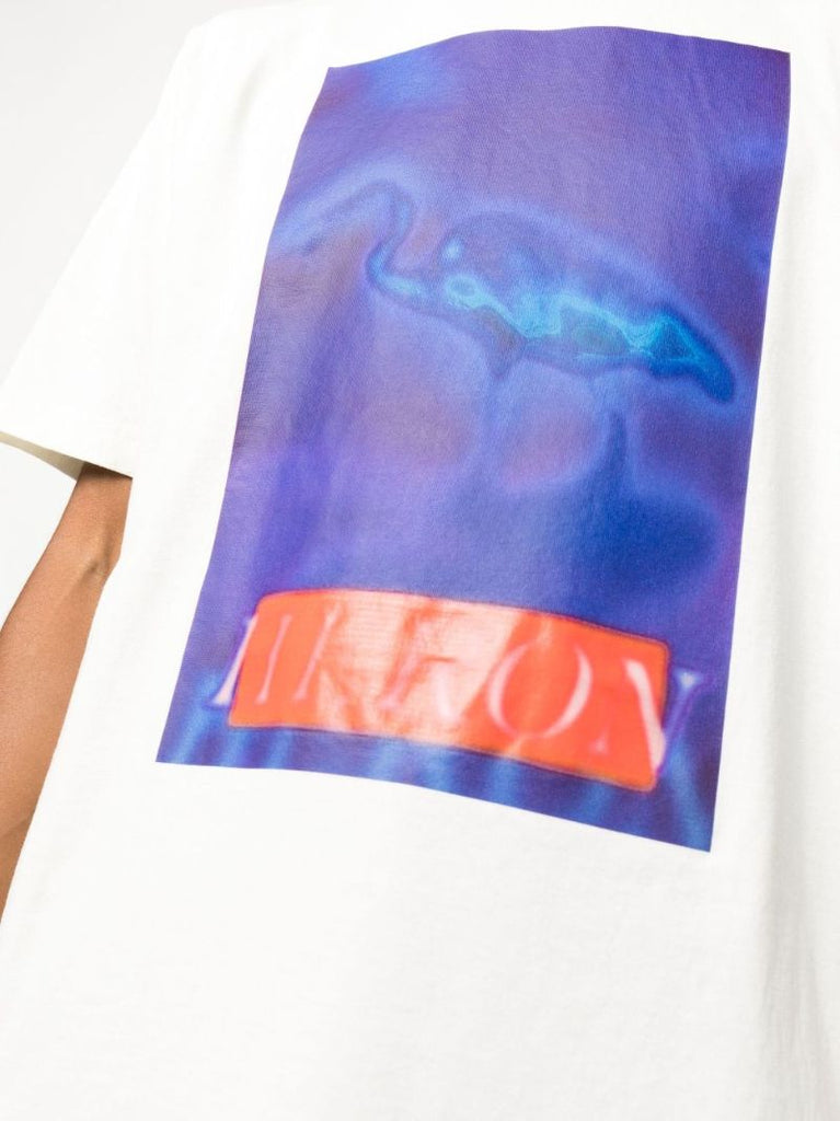 White Heron-print Cotton T-shirt