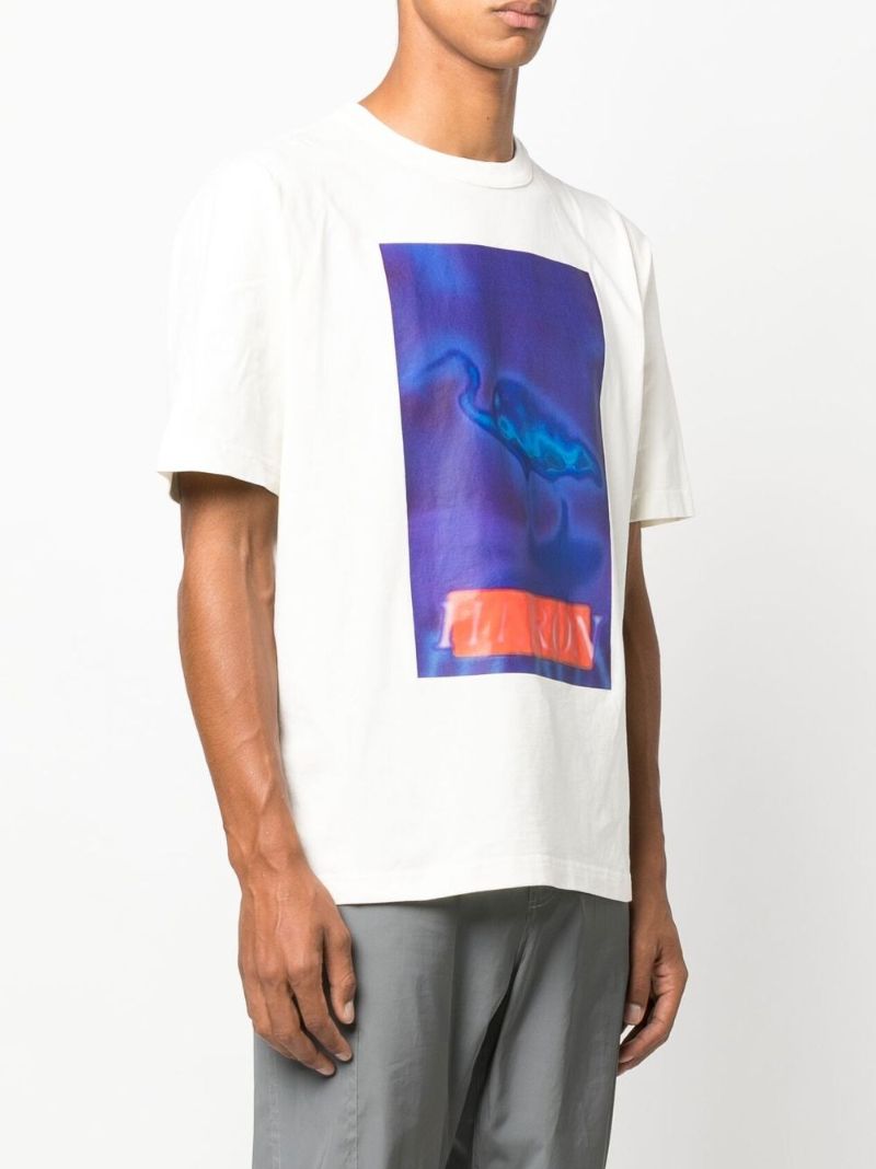 White Heron-print Cotton T-shirt