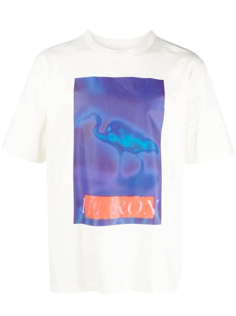 White Heron-print Cotton T-shirt