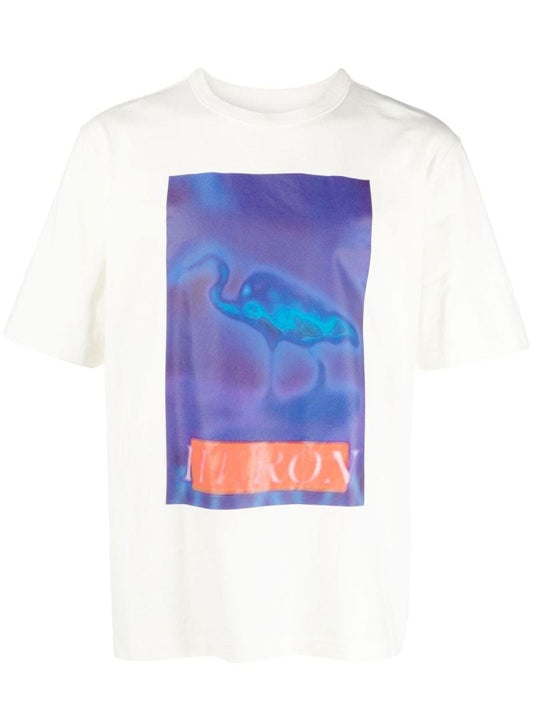 White Heron-print Cotton T-shirt