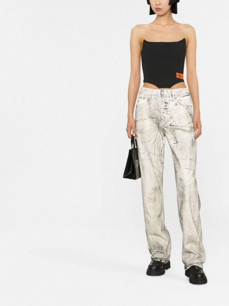 Black Logo Patch Corset Top