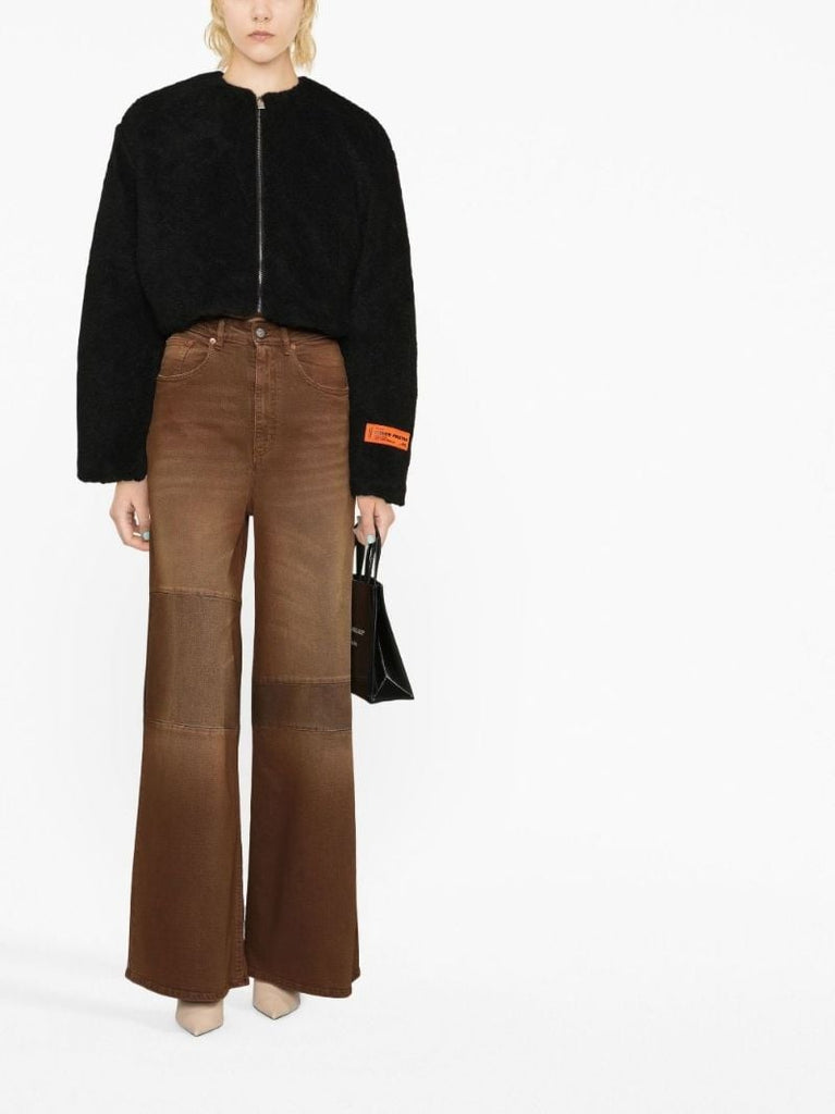 Black Cropped Fleece Jacket