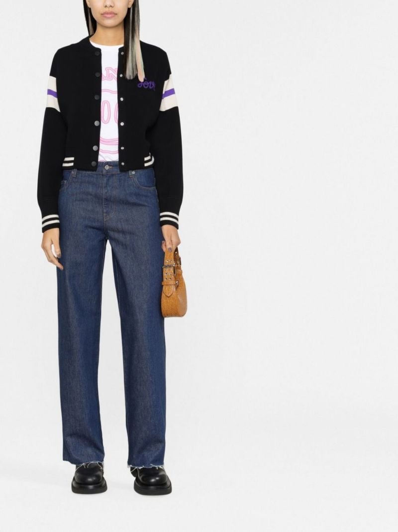 Blue Raw-cut Straight-leg Jeans