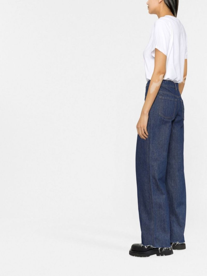 Blue Raw-cut Straight-leg Jeans