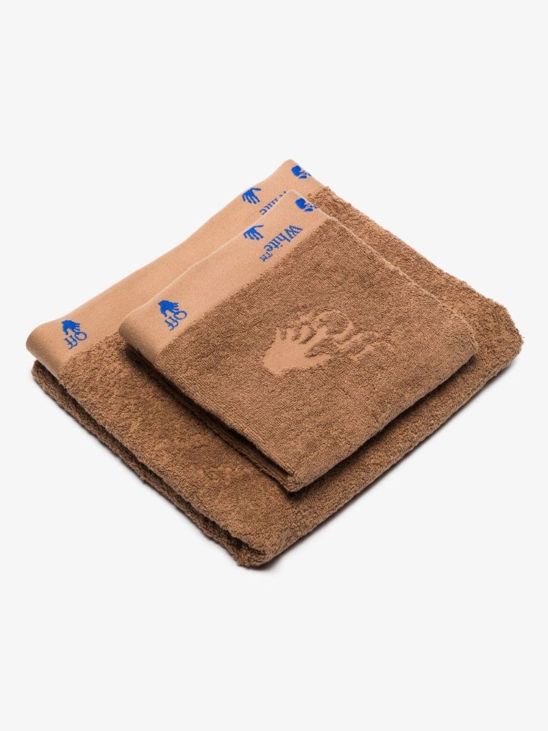 Brown Embroidered Cotton Towel Set