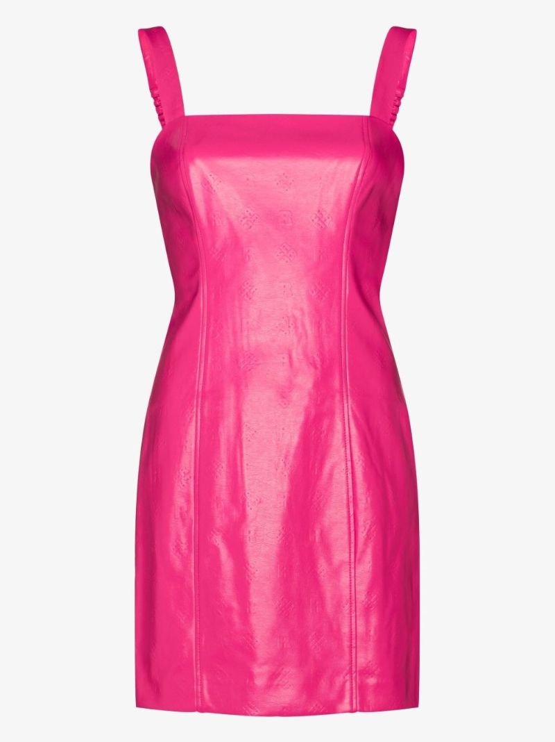 Pink Herlina Faux Leather Mini Dress