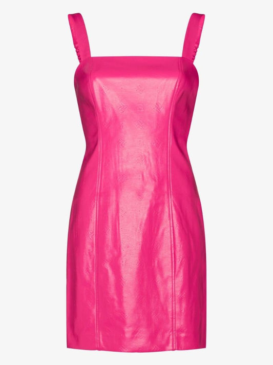 Pink Herlina Faux Leather Mini Dress