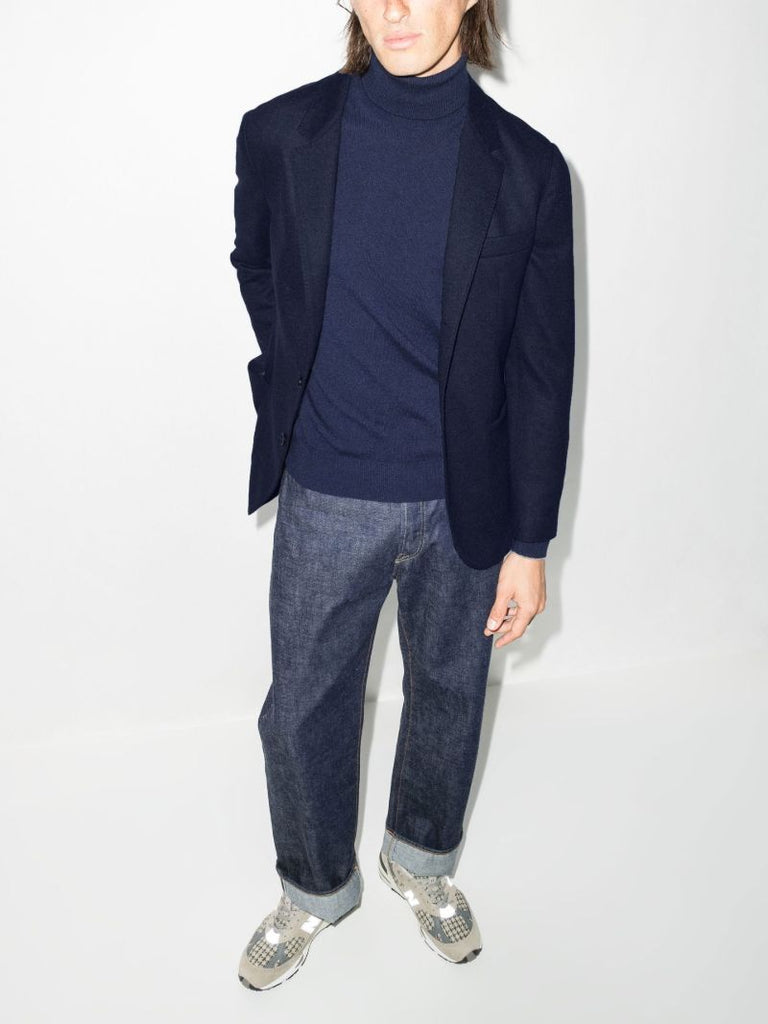 Blue Single-breasted Cashmere Blazer