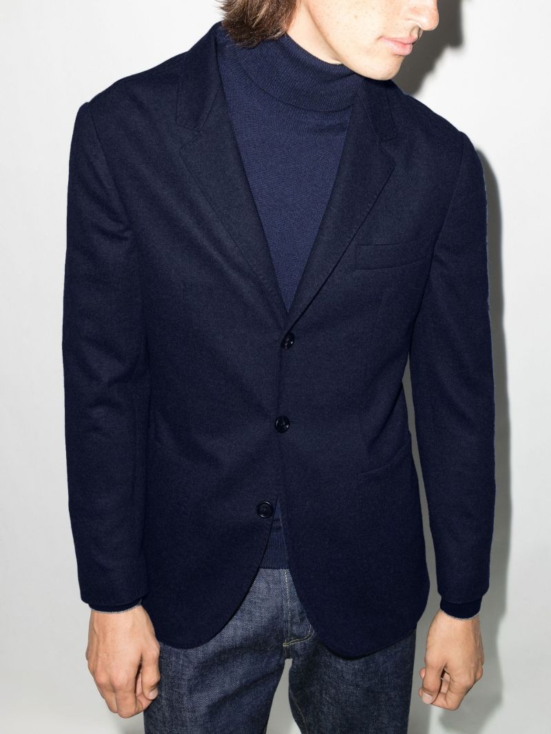 Blue Single-breasted Cashmere Blazer