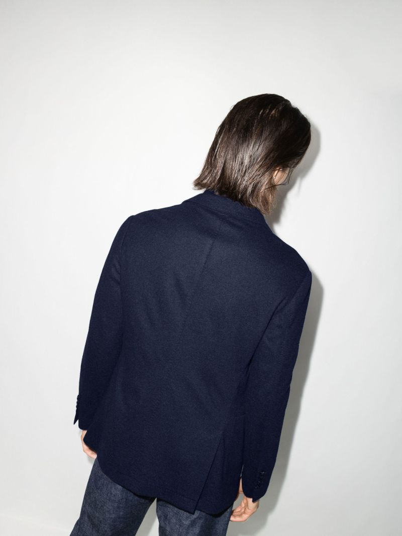 Blue Single-breasted Cashmere Blazer