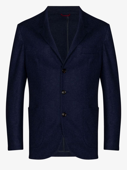 Blue Single-breasted Cashmere Blazer