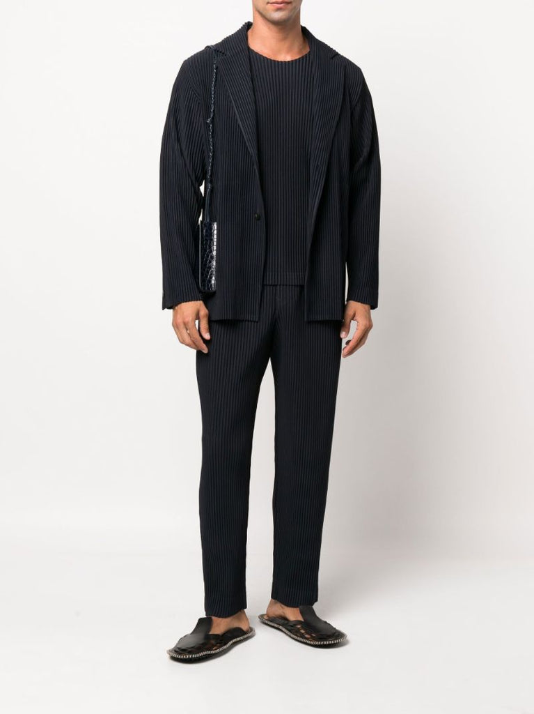Blue Tailored Pleats 1 Single-breasted PlissÃ_x0083_Â© Blazer