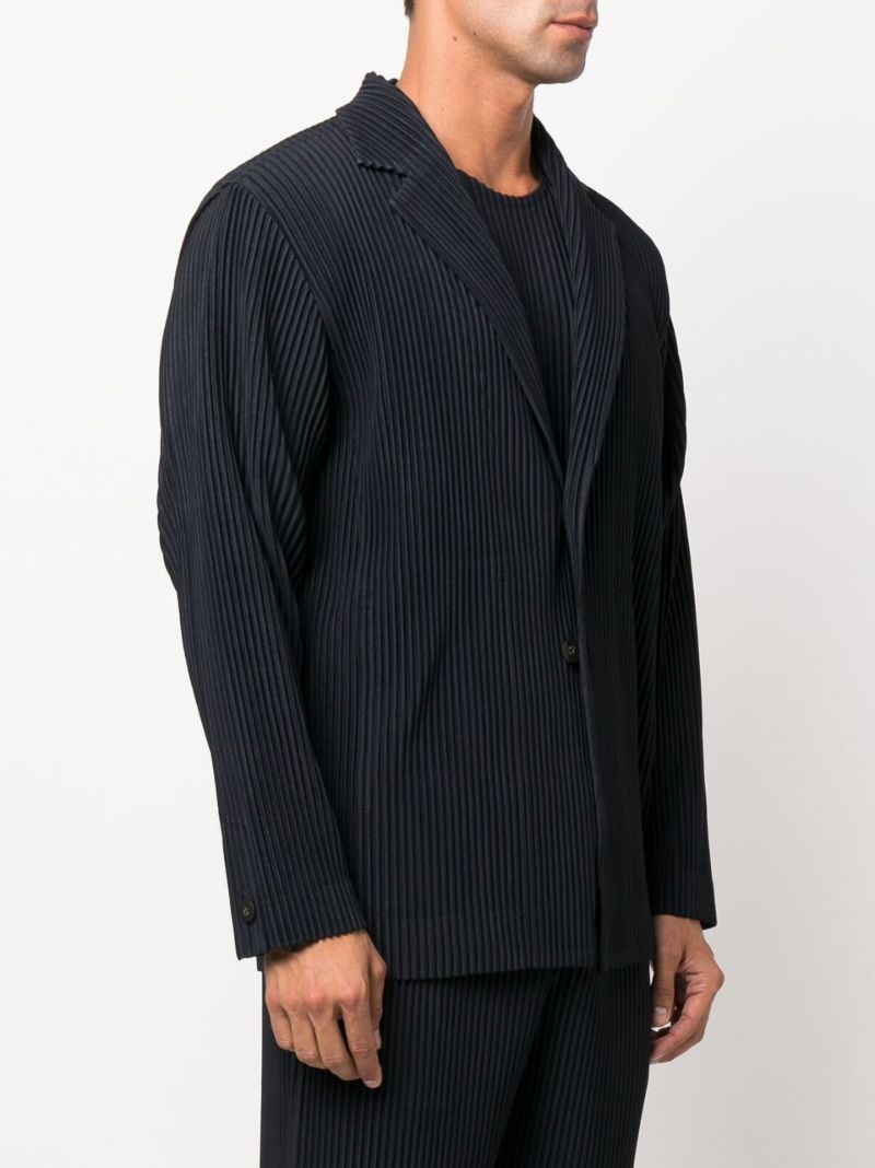 Blue Tailored Pleats 1 Single-breasted PlissÃ_x0083_Â© Blazer