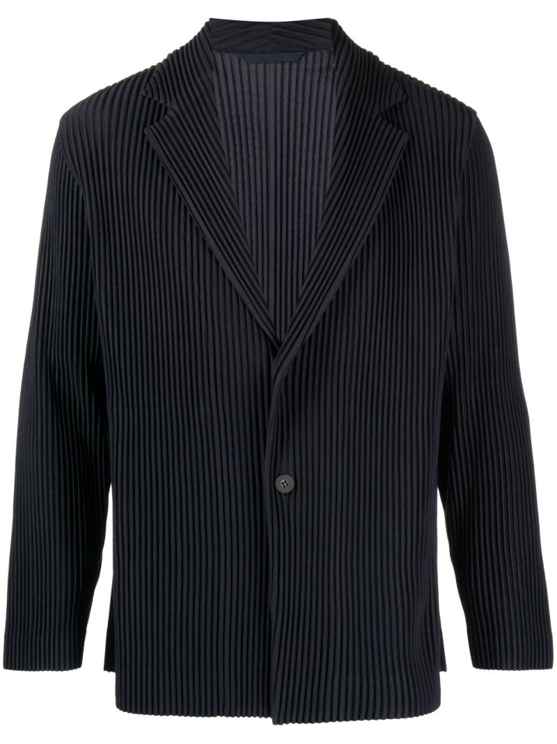 Blue Tailored Pleats 1 Single-breasted PlissÃ_x0083_Â© Blazer