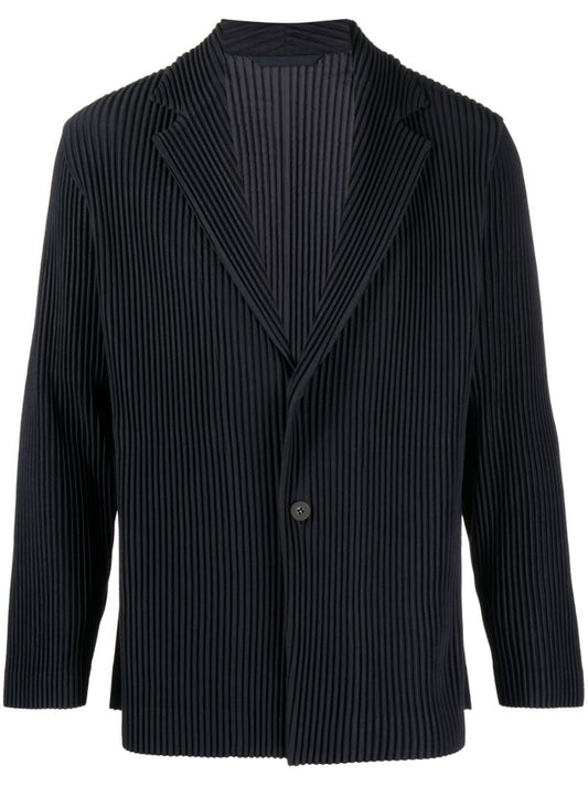 Blue Tailored Pleats 1 Single-breasted PlissÃ_x0083_Â© Blazer