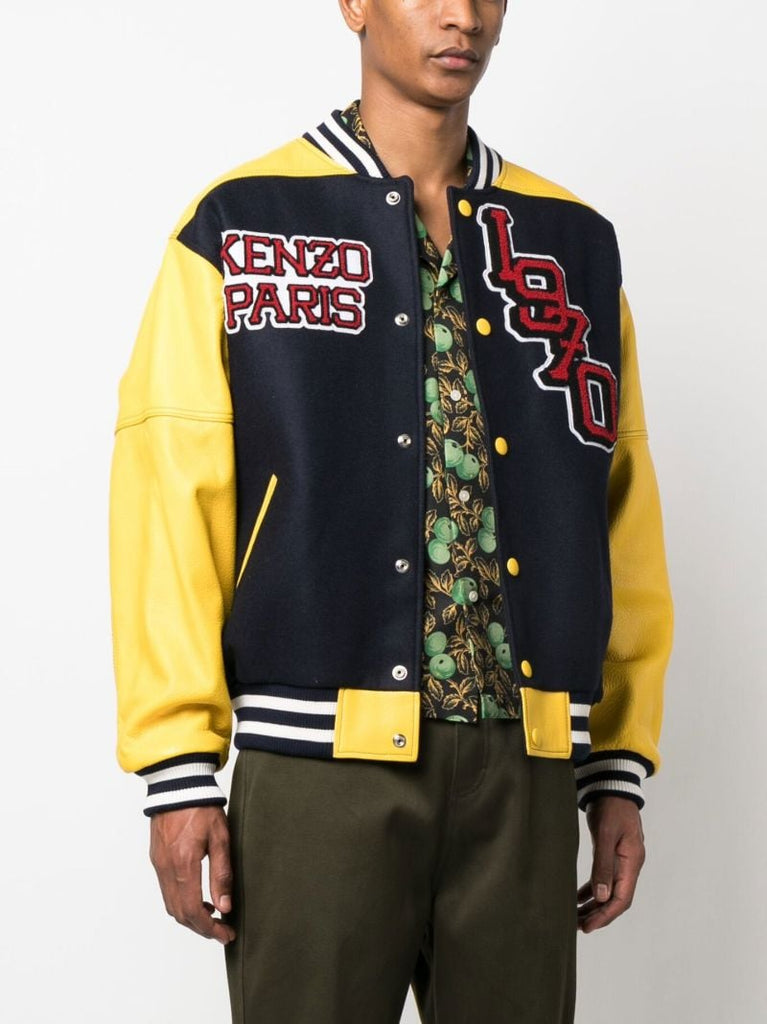 Yellow Logo-patch Varsity Jacket