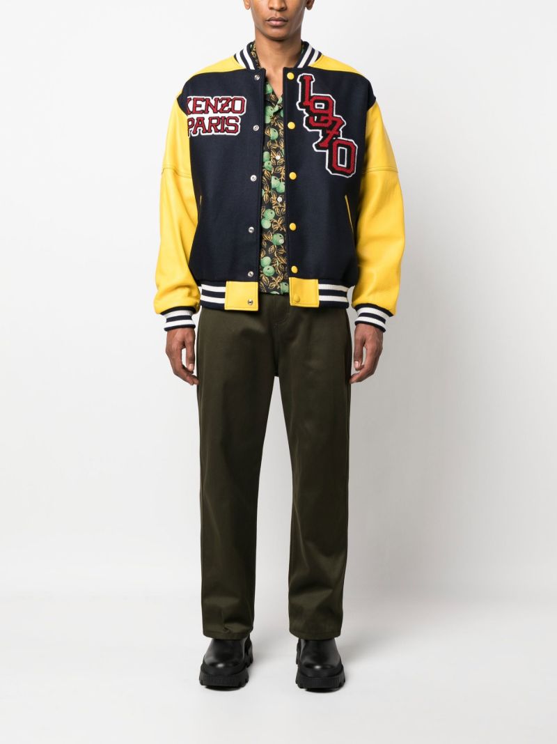 Yellow Logo-patch Varsity Jacket