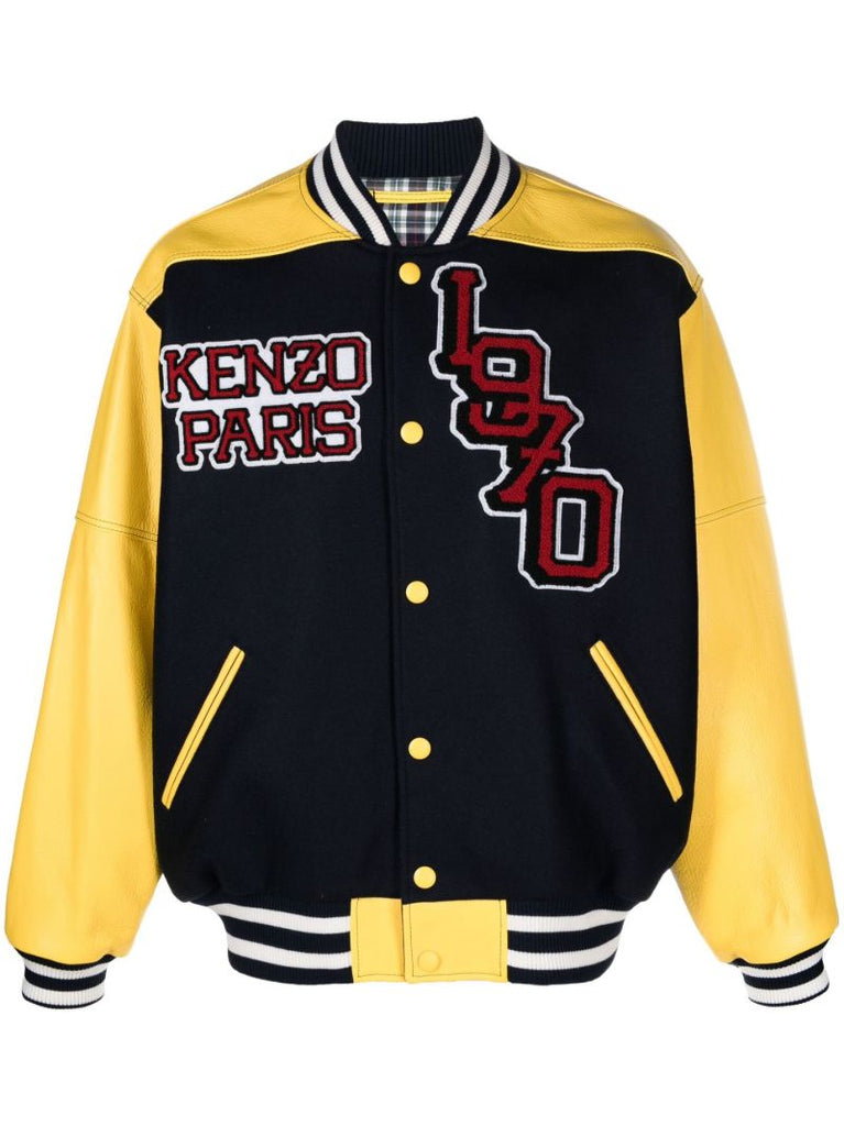 Yellow Logo-patch Varsity Jacket