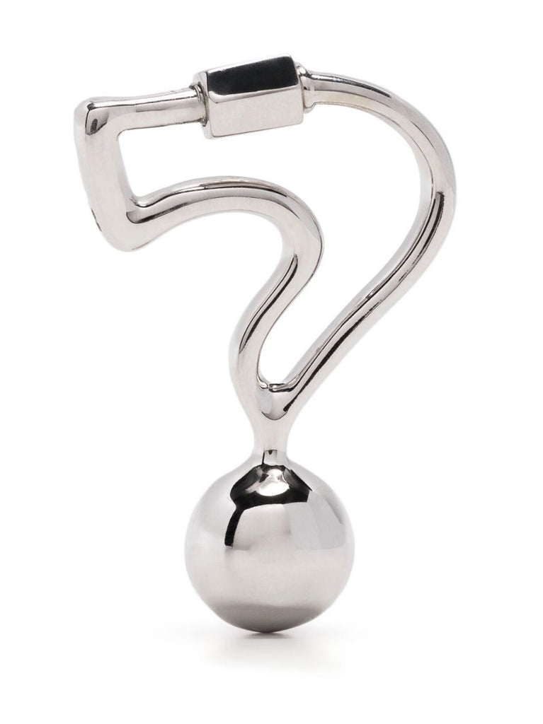 Sterling Silver and 14k White Gold Question Mark Lock Charm