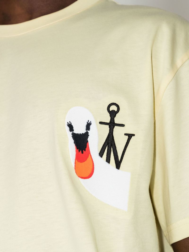 Yellow Swan Embroidered Logo Cotton T-shirt