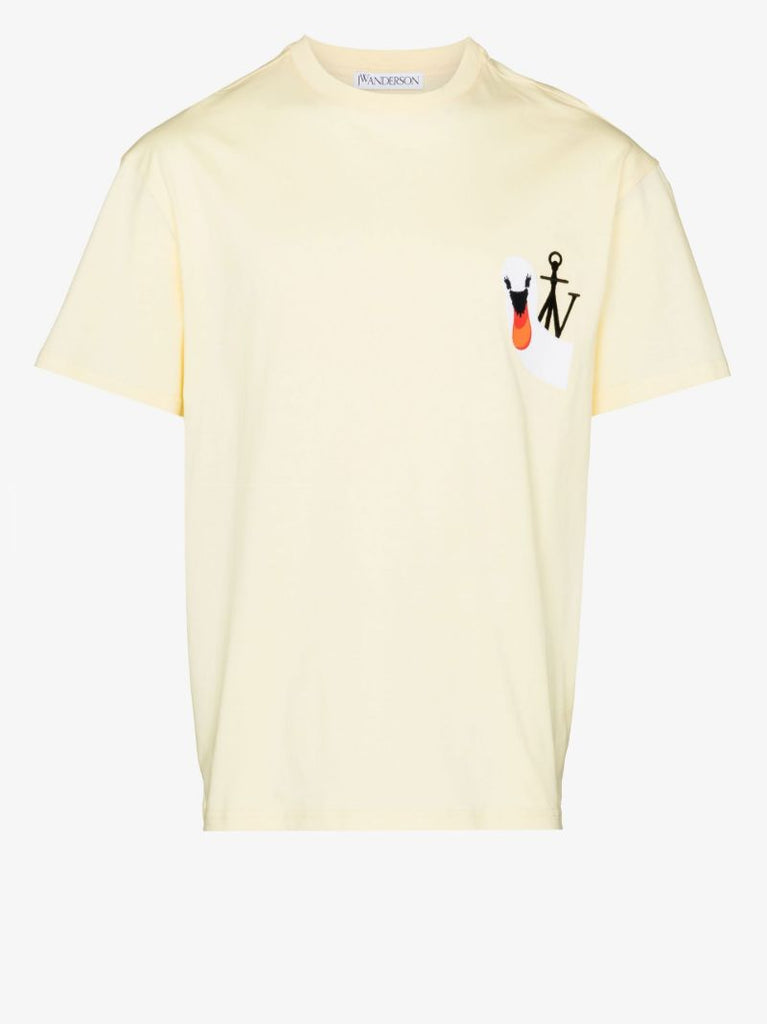 Yellow Swan Embroidered Logo Cotton T-shirt