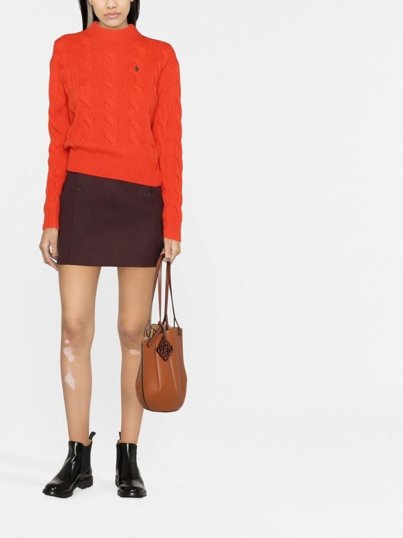 Orange Logo Cable-knit Wool Sweater