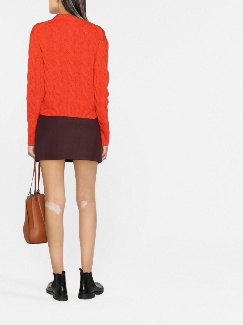 Orange Logo Cable-knit Wool Sweater