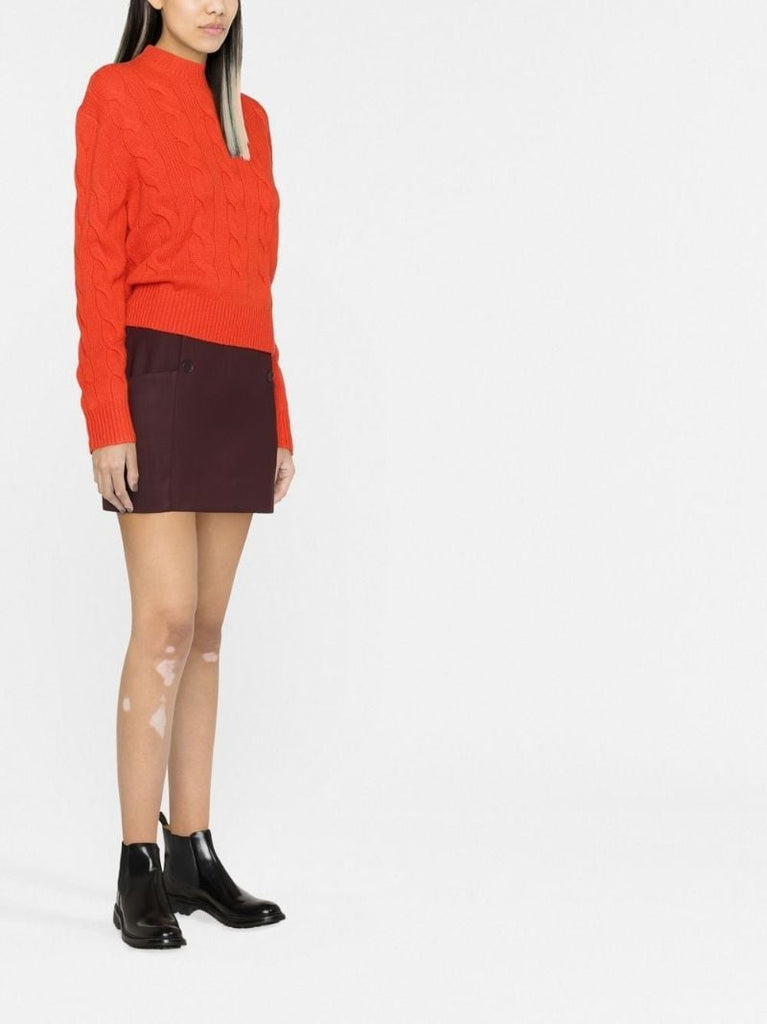 Orange Logo Cable-knit Wool Sweater