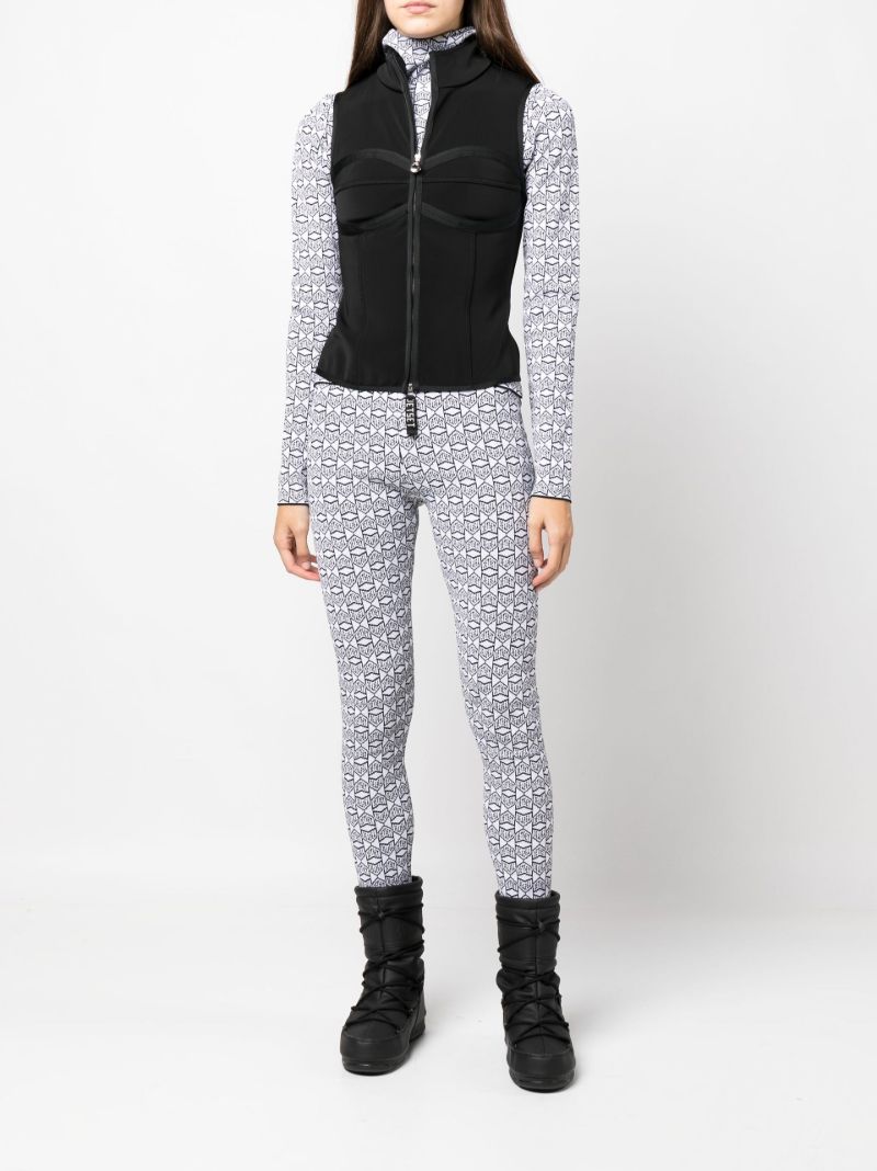 White and Black Logo Base Layer Ski Leggings