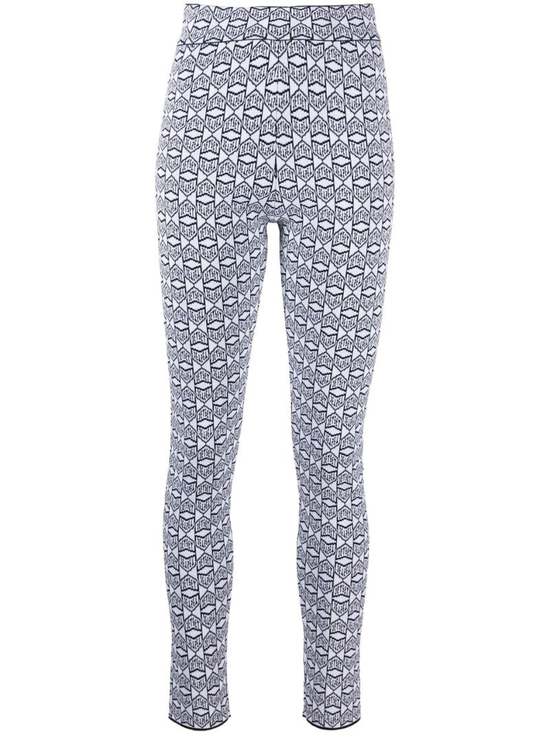 White and Black Logo Base Layer Ski Leggings