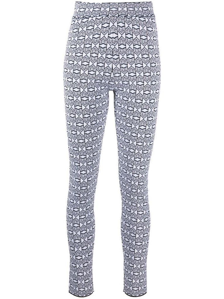 White and Black Logo Base Layer Ski Leggings