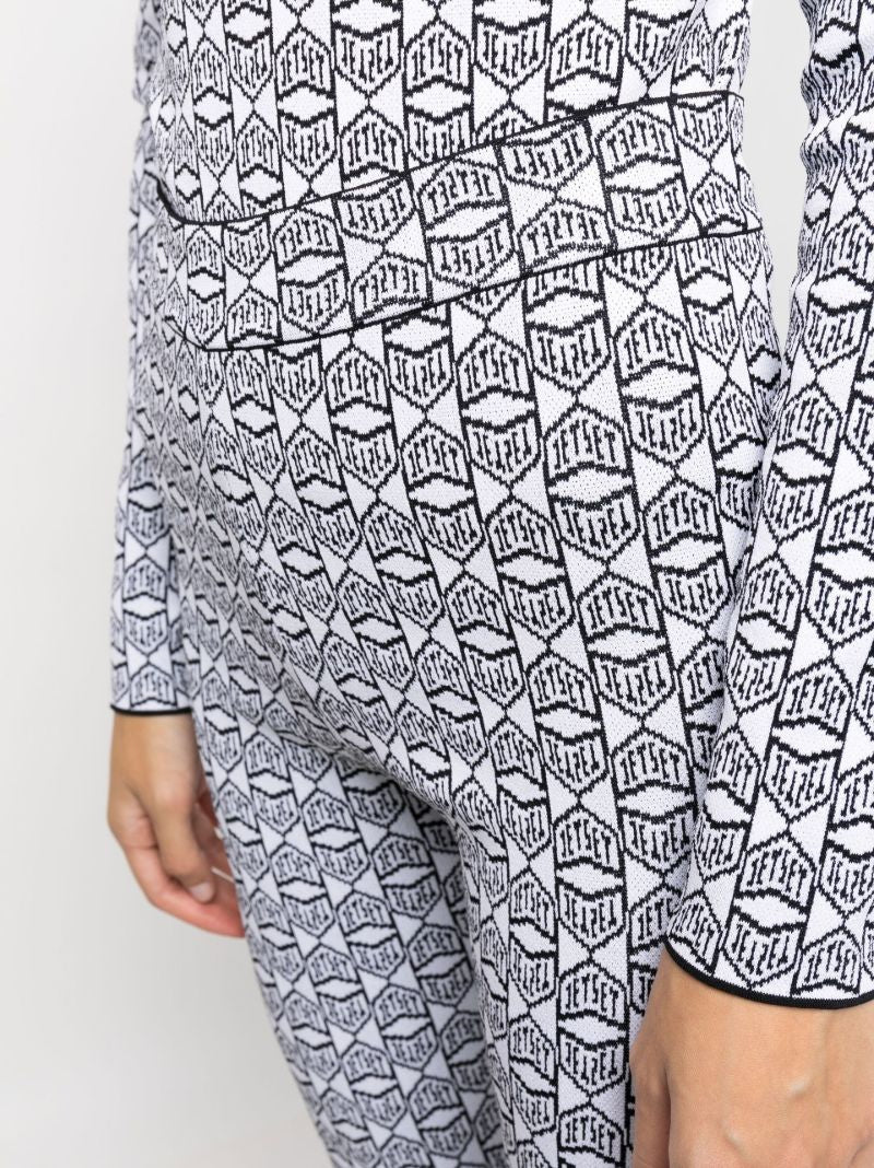White and Black Logo Base Layer Ski Leggings