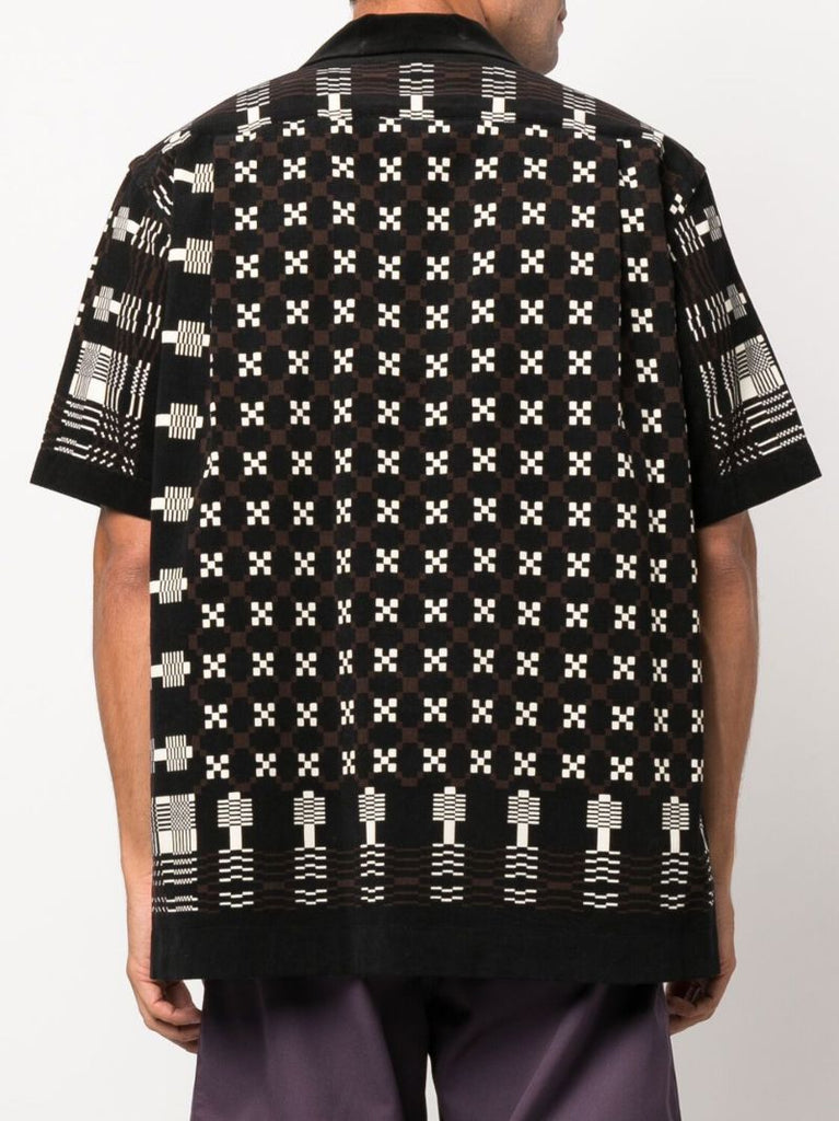 Black Geometric Print Cotton Shirt