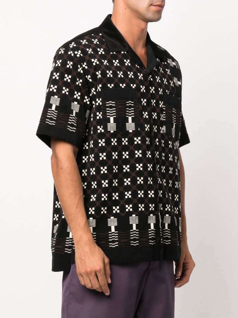 Black Geometric Print Cotton Shirt