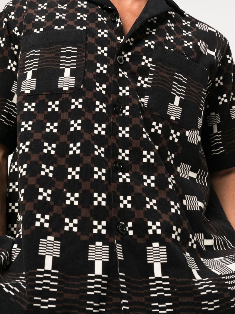 Black Geometric Print Cotton Shirt