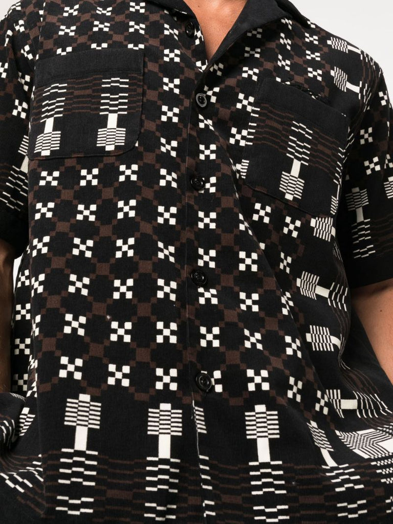 Black Geometric Print Cotton Shirt