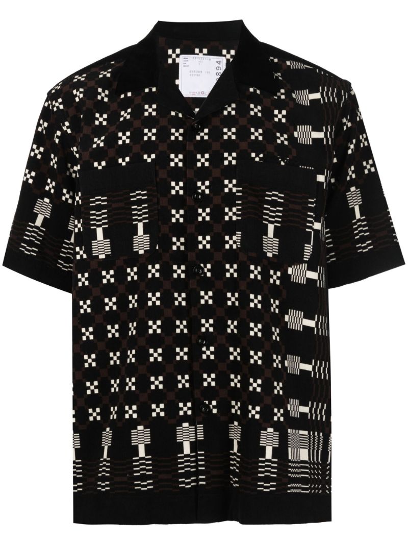 Black Geometric Print Cotton Shirt