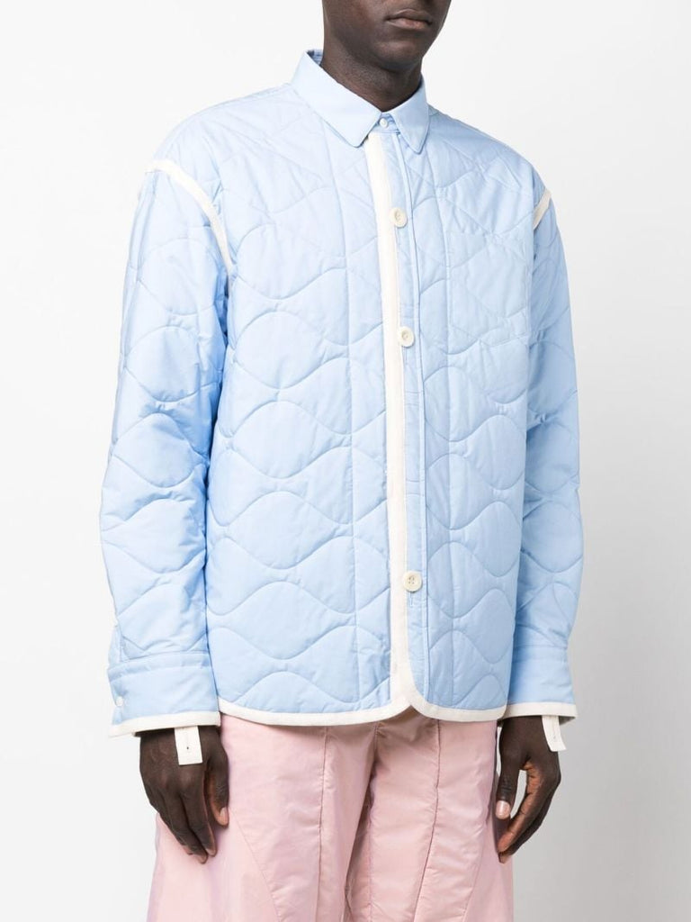 Blue Quilted Shirt Jacket