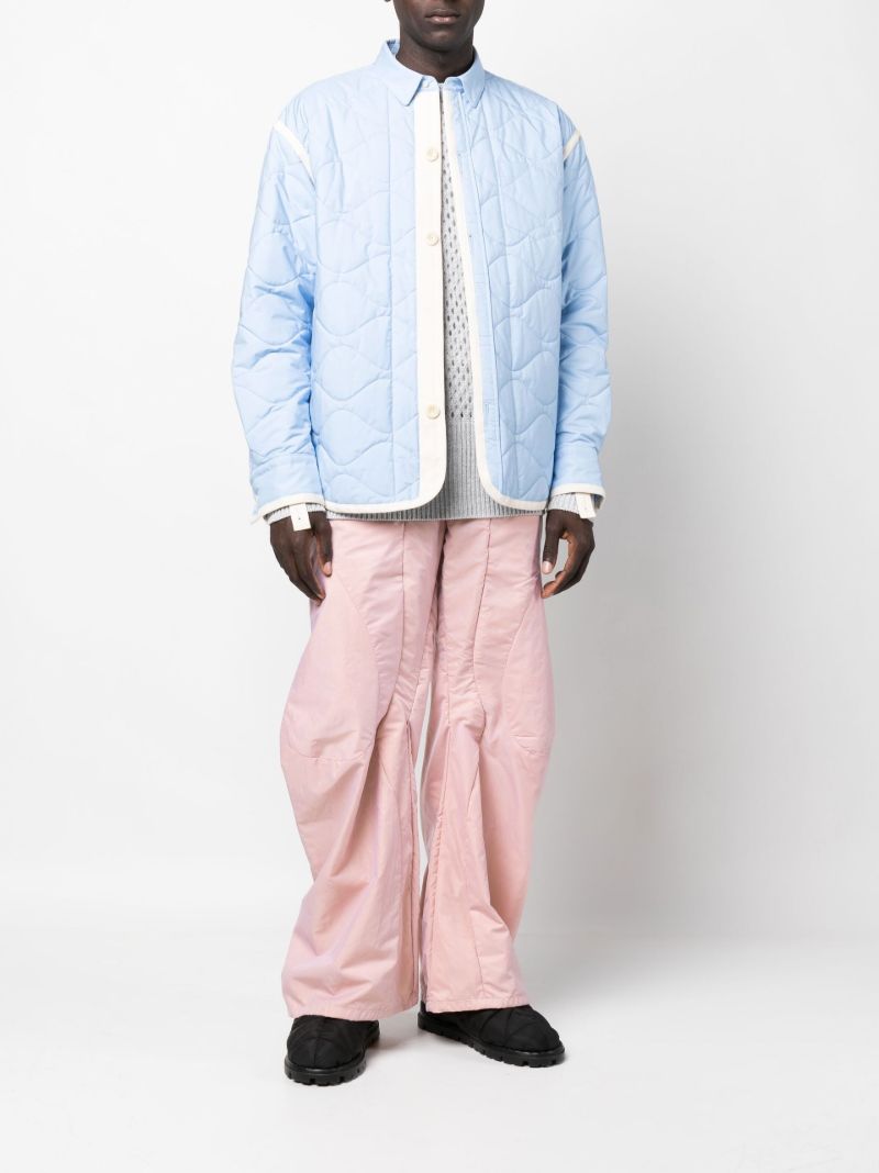 Blue Quilted Shirt Jacket