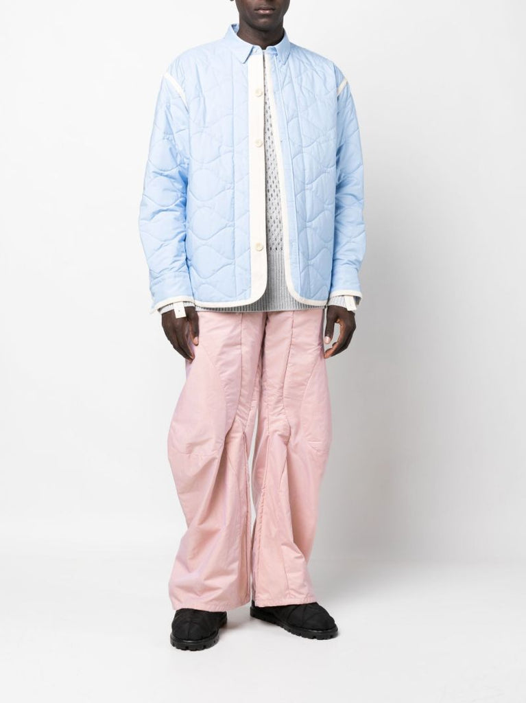 Blue Quilted Shirt Jacket