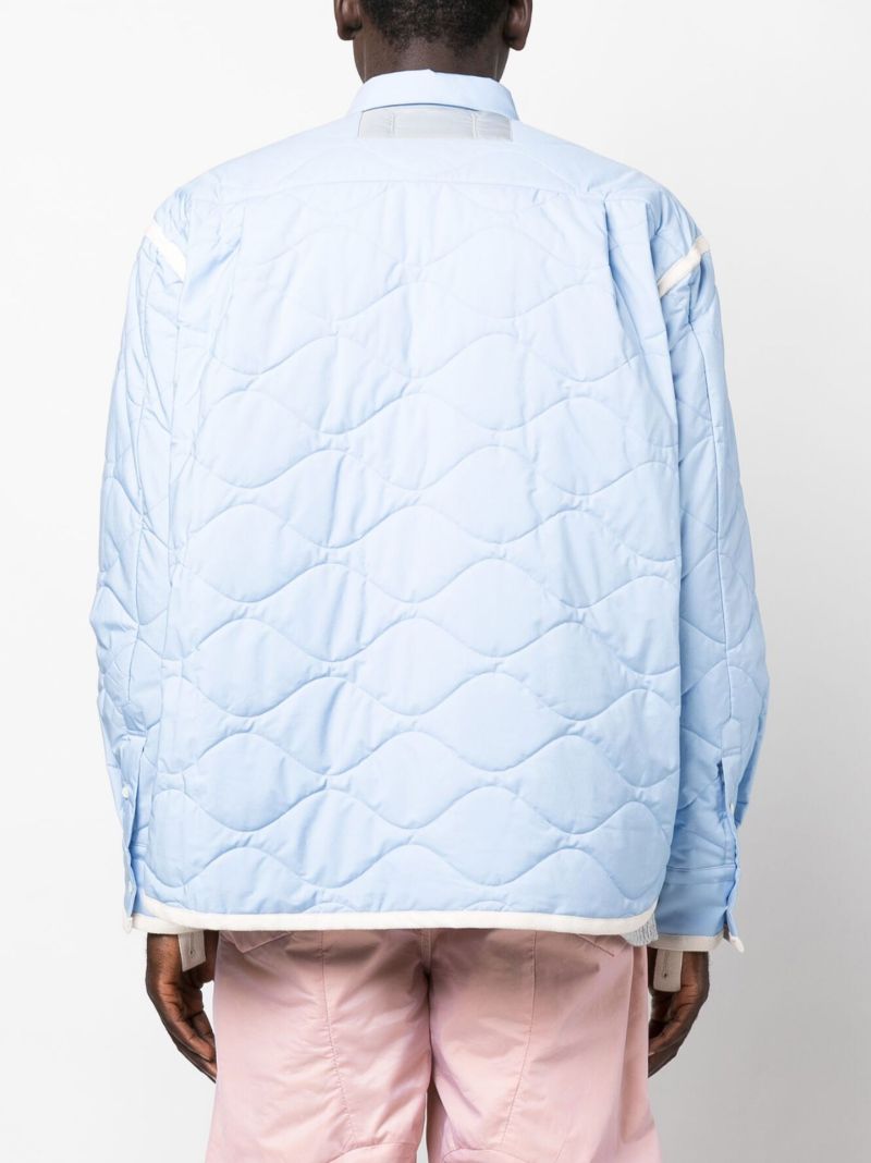 Blue Quilted Shirt Jacket