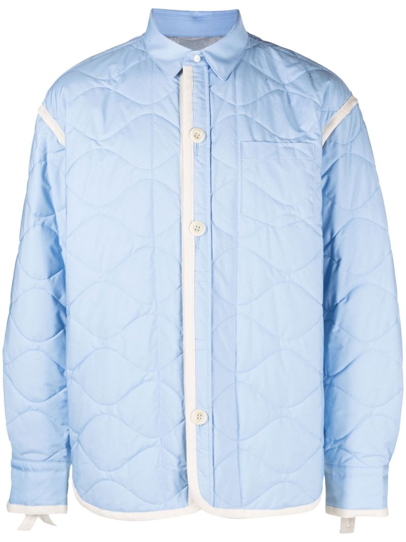 Blue Quilted Shirt Jacket
