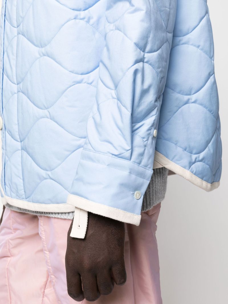Blue Quilted Shirt Jacket
